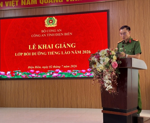 Khai giảng lớp Bồi dưỡng tiếng Lào khóa III cho cán bộ, chiến sĩ Công an tỉnh Điện Biên
