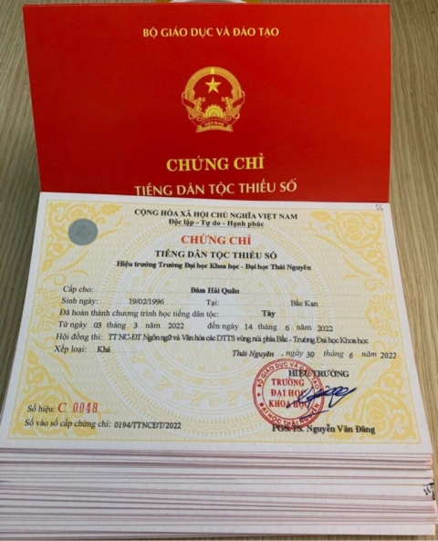 Chứng chỉ tiếng dân tộc thiểu số (Tiếng Mông, Tiếng Thái)